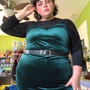A*NEW*DAY Green Velvet Slip Dress
